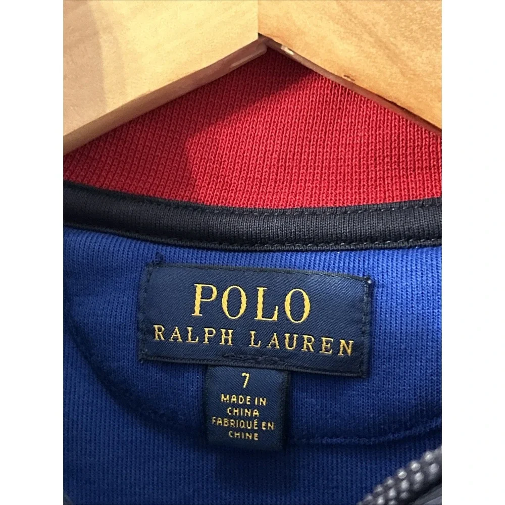 Boys Polo By Ralph Lauren Downhill Skier Alpine Ski 1/4 Zip Pullover Sz 7 EC